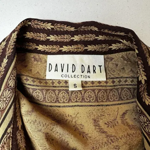 Vintage David Dart Brown Ethnic Floral Shirt Dress S | 90s Indie Grunge USA Made