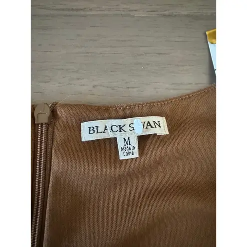 Black Swan Women's Tan Embroidered Sleeveless Mini Suede Floral Dress M