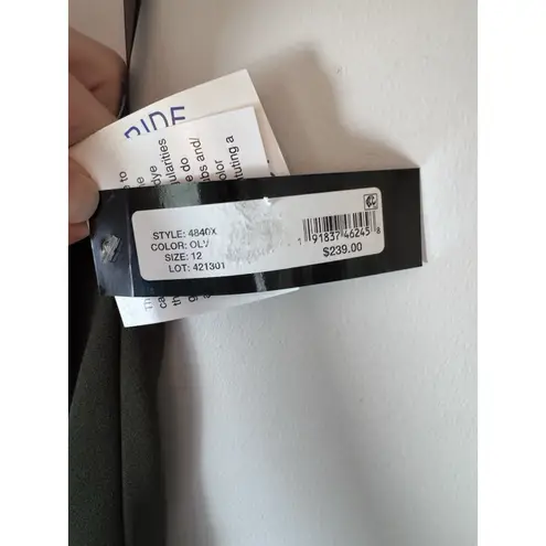 XScape One Shoulder Asymmetric Hem Gown STYLE: 4840X Olive Green Sz 12 NWT $239