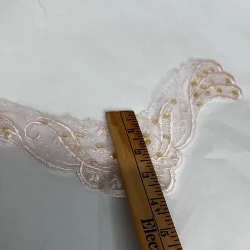 Elegant Lace Appliqué with Sequin & Floral Design Pink