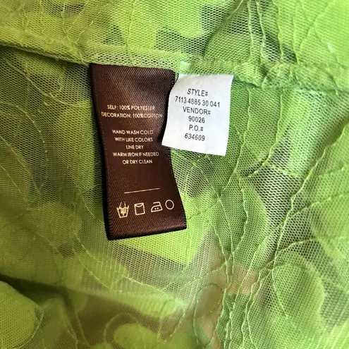 Multiples Tunic Top Womens 2X Green Sheer Textured Embroidered Lagenlook Blouse