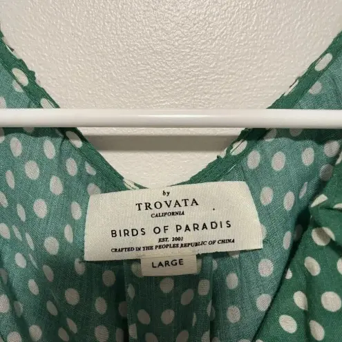 Trovata Birds of Paradis NWT Green Marcella Lawn Dot Dress Size Large