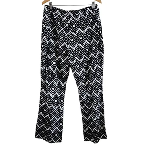 Denim & Co. Tall Printed Jersey Geometric Pattern Slim Leg Pant Black Size XLT