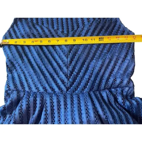 New York & Co Blue Two Piece Eyelet Sleeveless Peplum Skirt Set Size S