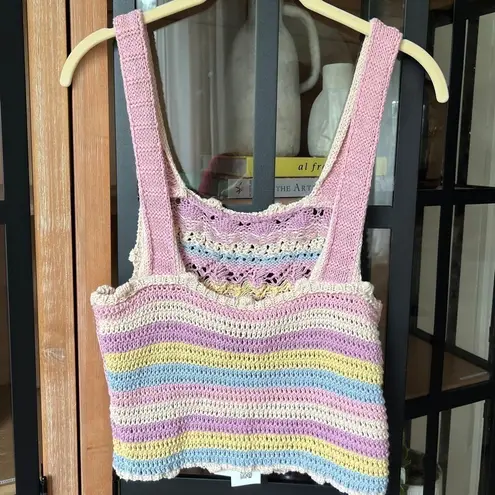 ZARA  tank top crochet pastel sleeveless boho cropped lover swimsuit coverup