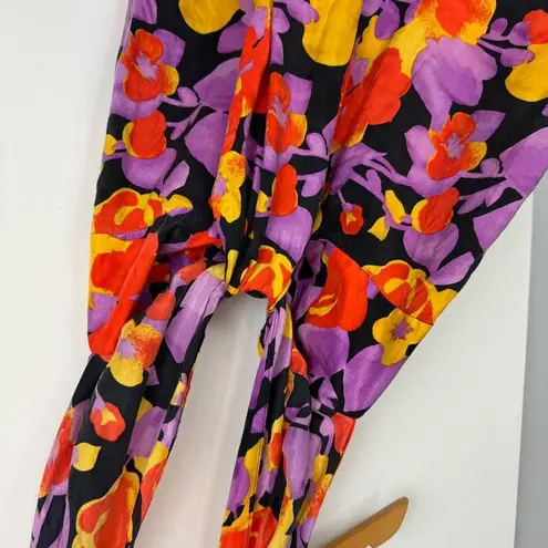 Y2K Abstract Floral Halter Top Sz Medium 100% Silk