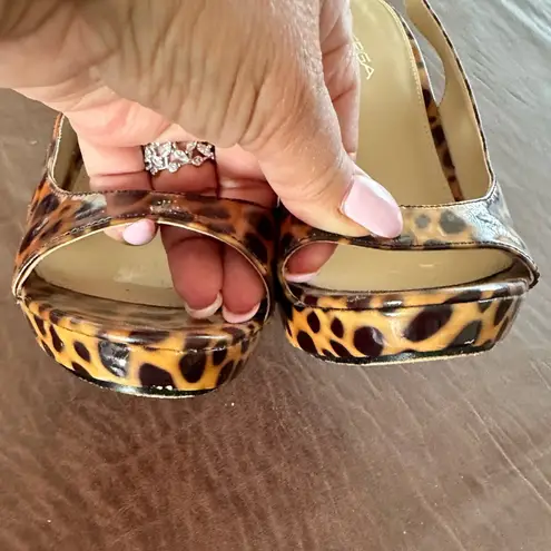 via spiga ANIMAL PRINT SLINGBACK STRAP PLATFORM STILETTOS SANDAL SHOES 8