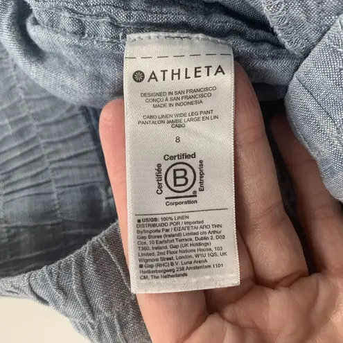 Athleta  Light Blue Chambray Linen Cabo Wide Leg Pant 8 thumbnail 4
