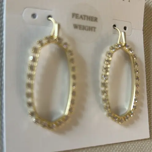 Kendra Scott Elle Open Frame Earrings Gold Metal Frame Dangle NEW