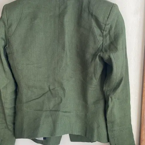 Veronica Beard Dickey Blazer Jacket Linen Blend Green