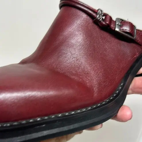 Baretraps Burgundy Leather Mules with Chunky Sole