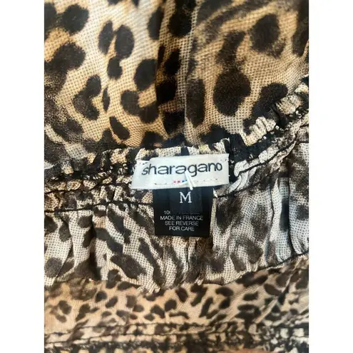 Sharagano Women’s Leopard Sheer Beach Coverup Off Shoulder XL