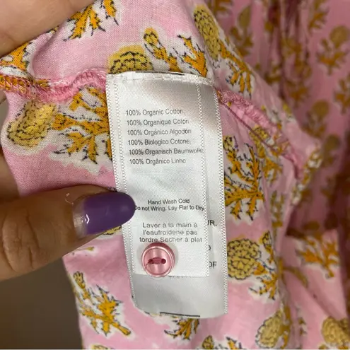 EMERSON FRY India Collection Lucy Maxi Dress Little Marigolds Pink/Orange Large Pink