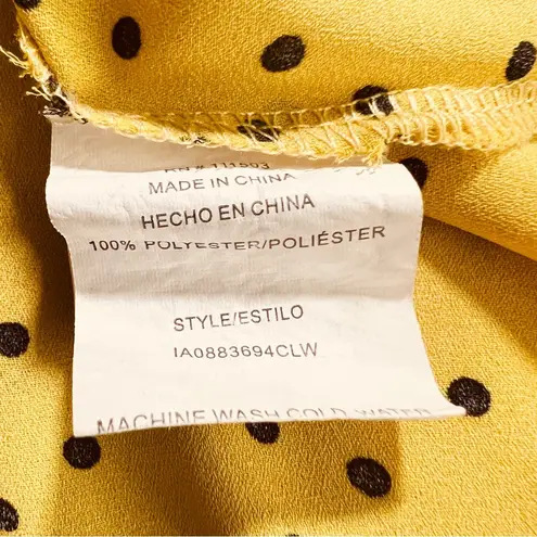 Lily White Medium Mustard Yellow Top with Black Polka Dots w/Short Cap S…