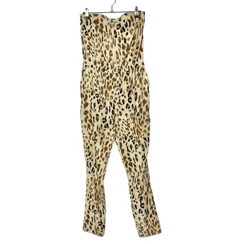 WAYF Beige Cheetah Print Straight Leg Strapless Jumpsuit XS