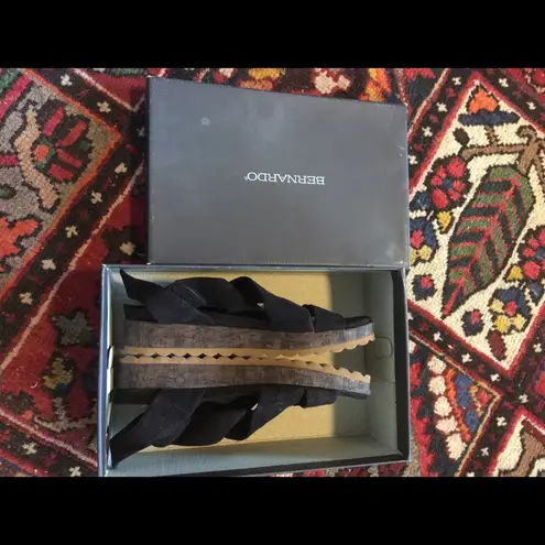 Bernardo Suede Black Sandals, 7.5