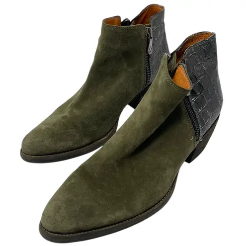 Kanna “Nat” Suede Ankle Boots Womens Size EU 39 US 8 Green Leather Bohemian Boho