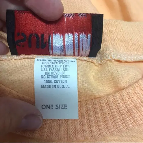 Vintage peach orange long sleeve pullover gold cactus graphic top ONE SIZE Size L