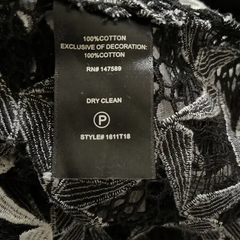 Robert Rodriguez Women 4 Embroidered Hem Key Hole Tie Front Sleeveless Top Black