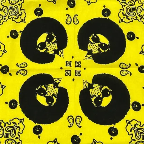 Tasty Puff Afro Man Yellow & Black Motorcycle Bandana Hat Size 21.5"x 22.5" OSFM
