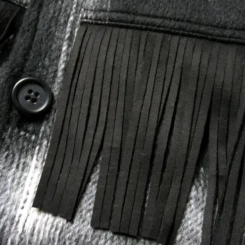 NWT Mother The Fringe Patch Coat in Line 'Em Up Plaid Brushed Flannel Jacket L Size L - Image 5