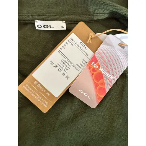 NWT OGL Light Warm Crewneck Tucked Top Navy Blue Moss Green Size XL