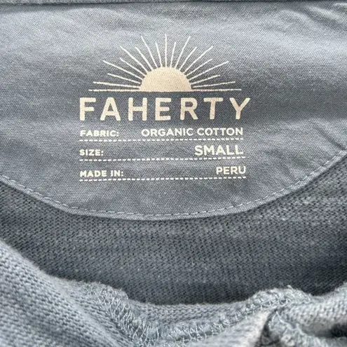 Faherty Sunwashed Slub Organic Cotton Pullover Hoodie Sweatshirt Blue Sz Small