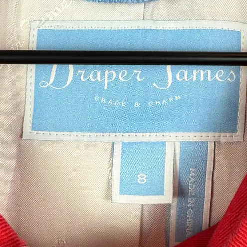 Draper James Grace & Charm Trench Coat Women 8 Red Scalloped Button Front Jacket