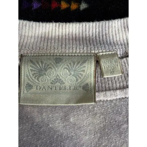 Dantelle Purple/Green Tie Dye Crew Neck Long Sleeve Top Size M Side Slits