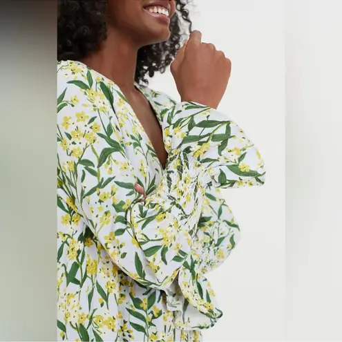 Pomander Place Palmetto Garden Kenzo Long Sleeve Mini Dress Floral Medium M Blue