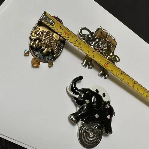 Lot Of 3 Beautiful Rhinestone Elephant Brooch Pins
