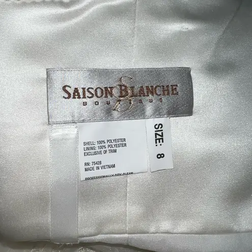 Elegant Saison Blanche Embroidered Organza Wedding Gown! White Size 8