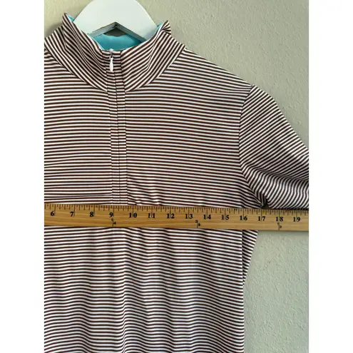 J McLaughlin Womens XS Striped 1/4 Zip Pullover Catalina Cloth Long Sleeve Brown