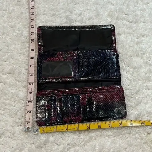 Kenneth Cole Reaction snake print faux leather wallet pink purple