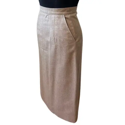 Vintage 80s Brown Blazer Gold Button Midi Skirt Suit Van Julian 6 Single Breast Tan