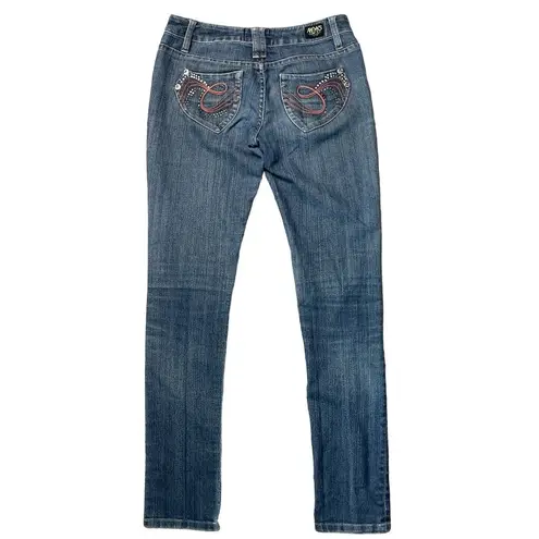 Akademiks RED/CLEAR CRYSTAL EMBELLISHED STRAIGHT LEG JEAN STYLE N50P102R SIZE 24