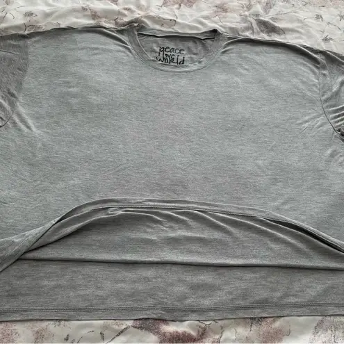 Peace Love World “Love is something you became” gray 100% modal t-shirt, size XL
