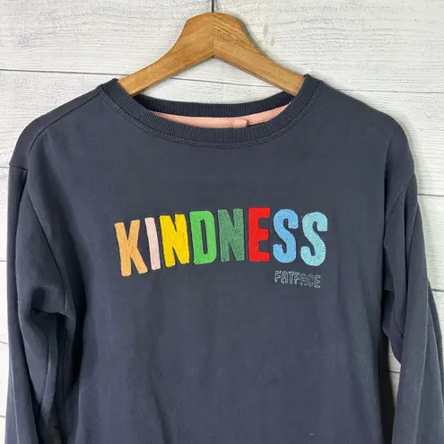 FatFace Womens size 6 Kindness Crewneck Sweatshirt Jumper Navy Blue Embroidered