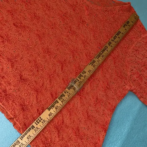 BRITTANY BLACK brocade floral embroidered short sleeve pullover orange size 3XL