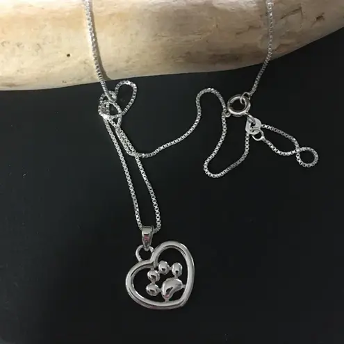 Paw Print Sterling Silver Necklace Silver