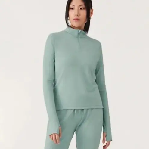 Allbirds Quarter Zip Pullover Natural Run Mid Layer Green Hush Athleisure Casual