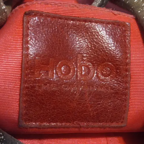 Hobo International Brown & Cream Stingray Print Glazed Leather Shoulder Handbag