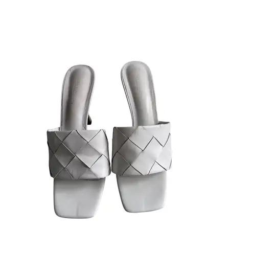 Tony Bianco White Leather Woven Sandals Heels Size 7.5