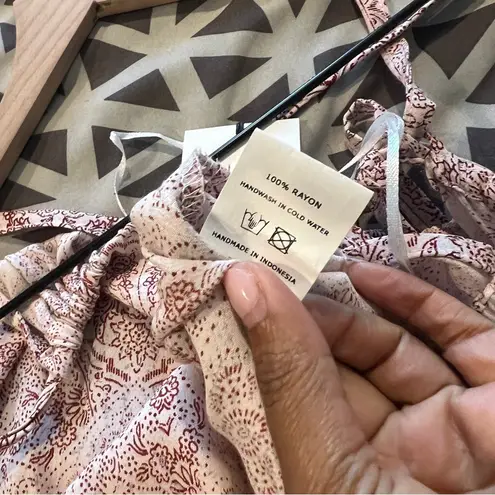 Faithfull the Brand Faithful The Brand Pink & Red Floral Print Halter Midi Dress Side Slits Size L