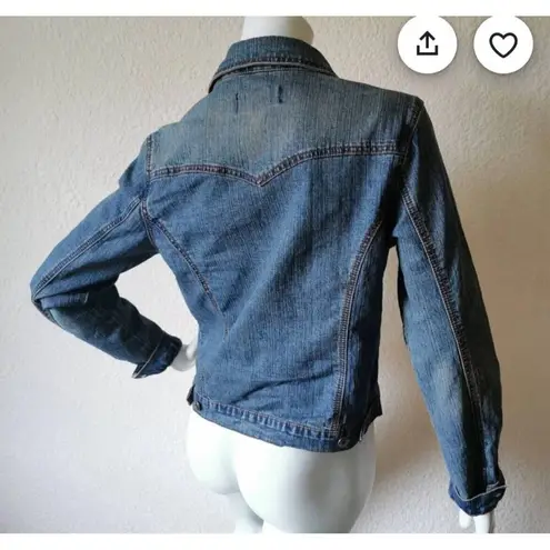 Vinatge Western Denim Jean Jacket SMALL BLUE Women's Stitched Access AC