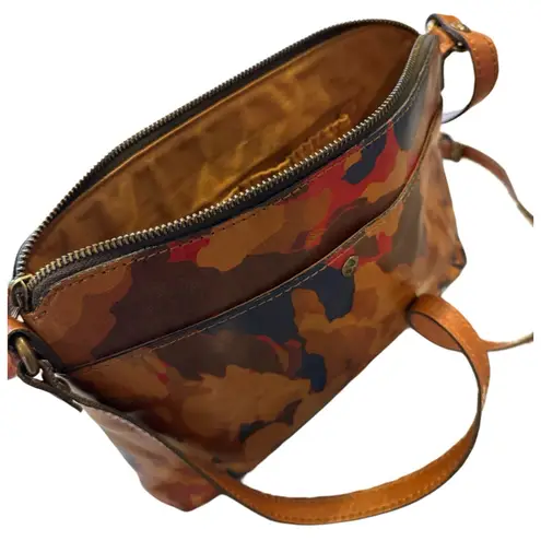 Patricia Nash Avellino Camo Leather Crossbody Bag/Purse Multicolor Boho EUC