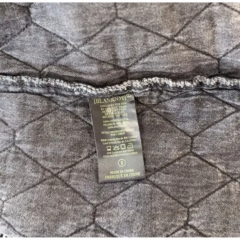 BLANKNYC Womens Jacket Gray Button Up Quilted Shacket Acid Wash Outdoor Small Black