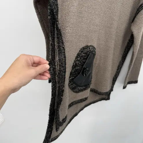 Kaktus Brown Textured Crewneck Sweater Black Boho Size Medium Acrylic Tan