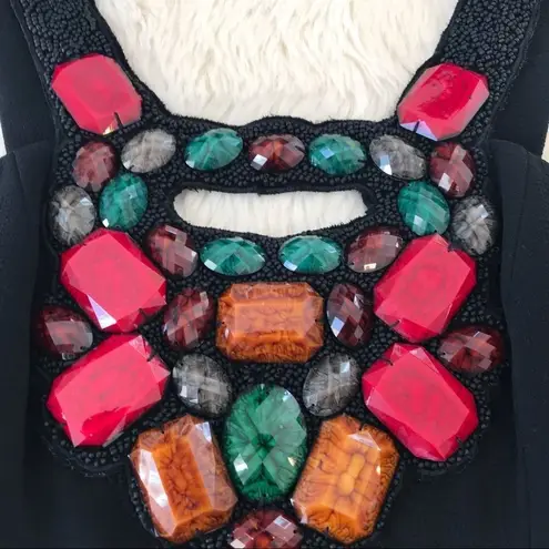 Shoshanna Black Mini Cocktail Dress Sleeveless Beaded Neckline Sheath Size 0