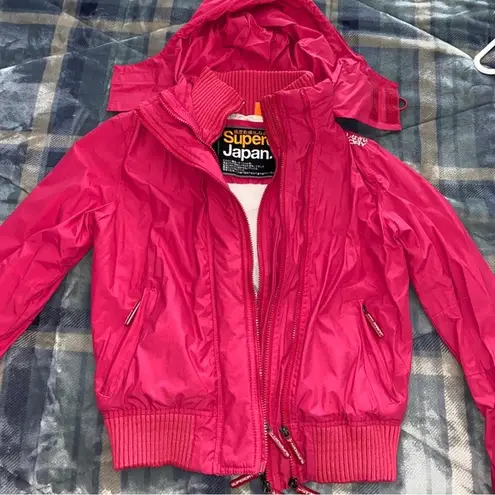 Superdry Womens Jacket Large Red Windbomber Multi zipper L